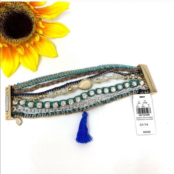 NWT Express BOHO MultiStand Magnetic Bracelet Blue - Picture 2 of 8